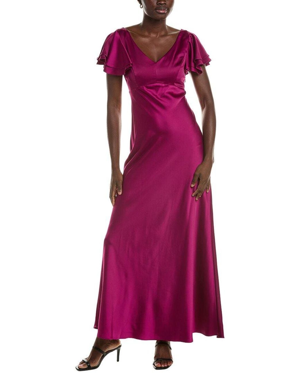 Maison Tara Purple Short Sleeve Maxi Dress