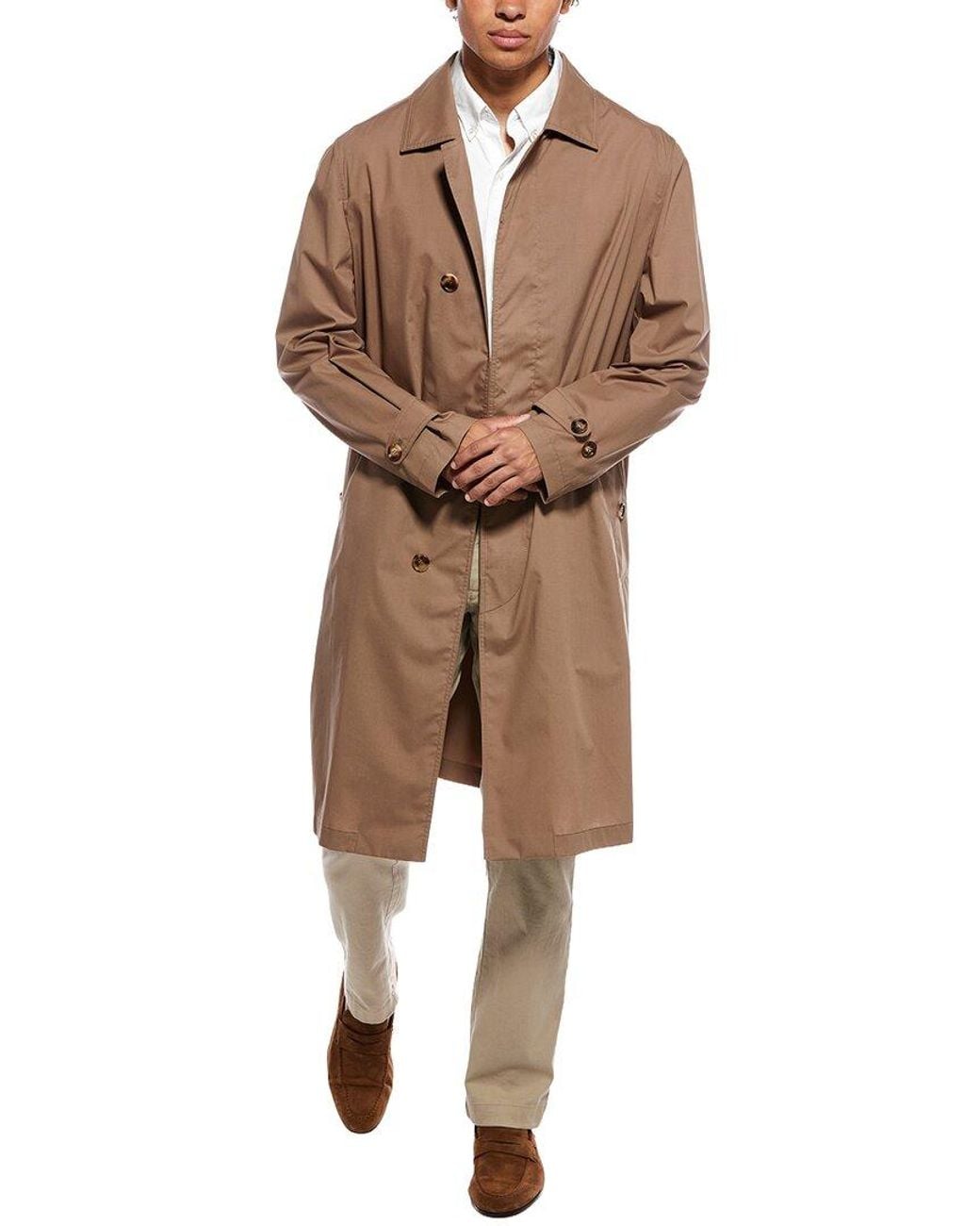 Brunello Cucinelli Natural Solid Trench Coat for men