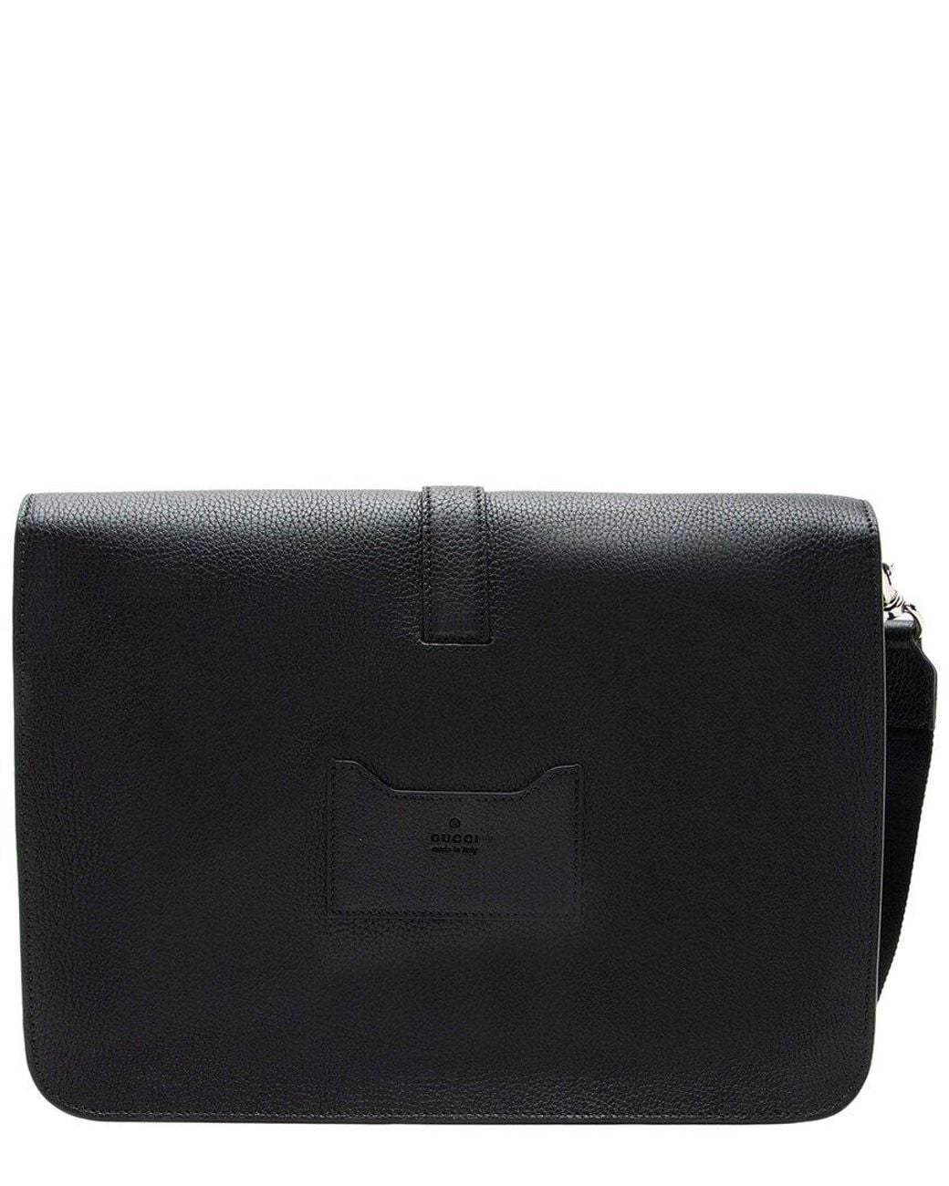 Gucci Black Leather Web Business Document Case (Authentic Pre-Loved)