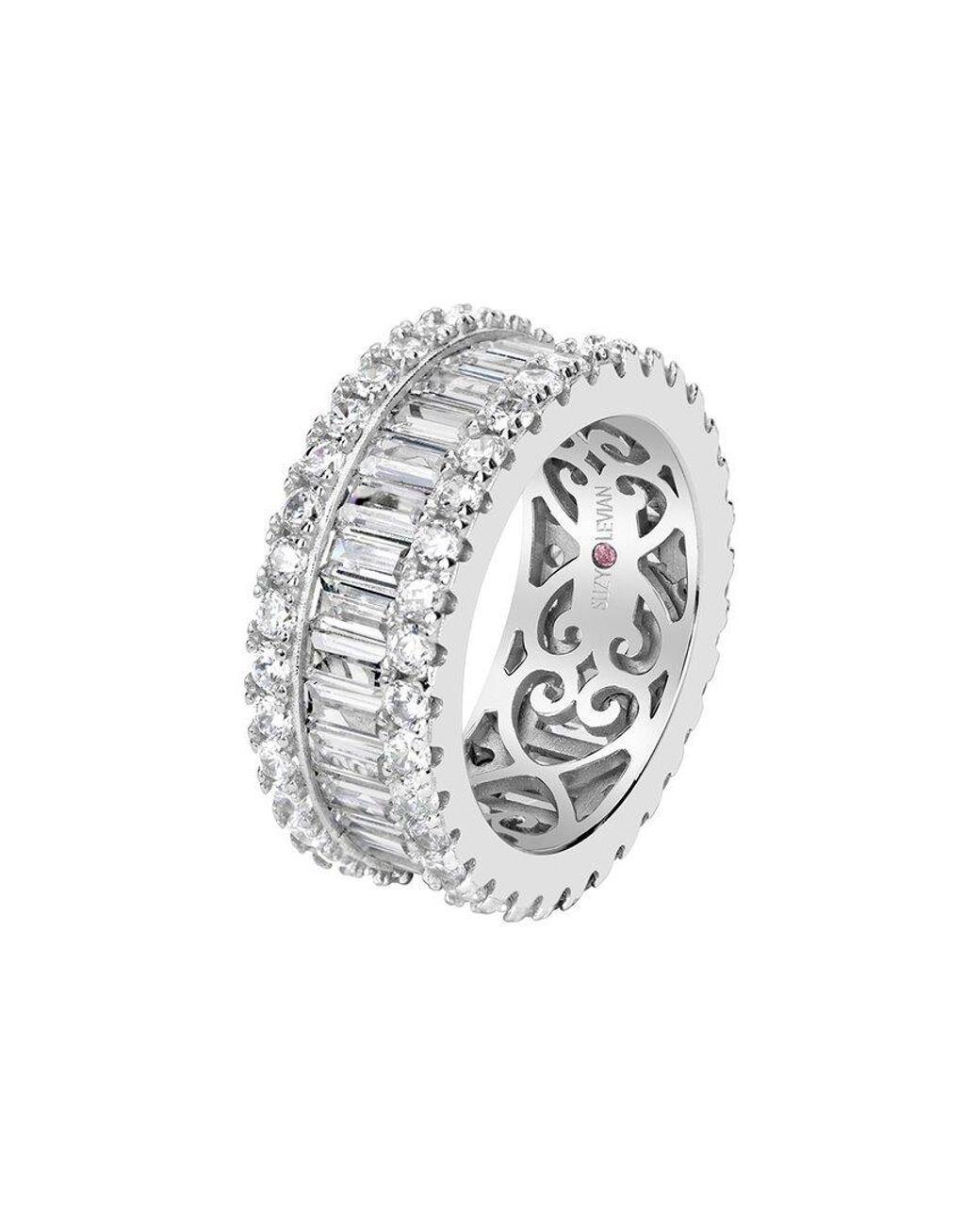 Suzy Levian White Silver Cz Eternity Ring