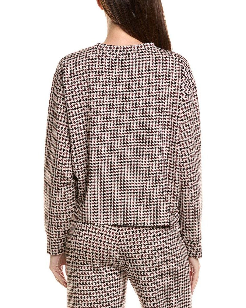 Vintage Havana Brown Printed Cloud Fleece Mock Neck Sweatshirt