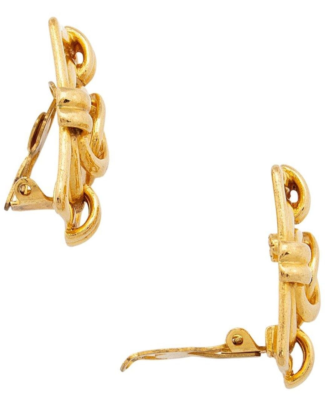Chanel Metallic Cc Square Clip-On Earrings (Authentic Pre-Loved)