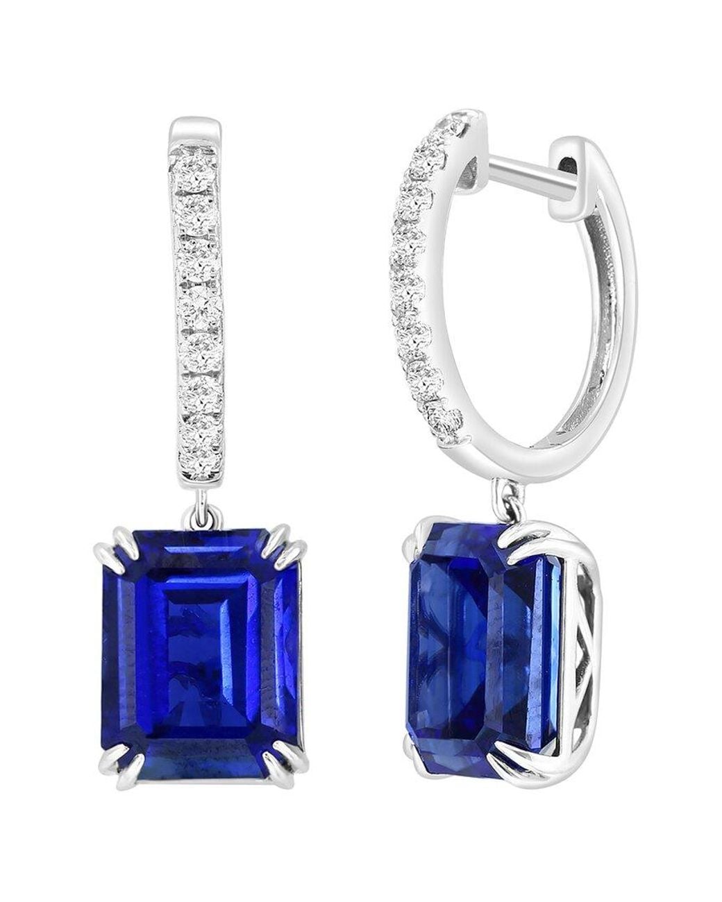 Effy Fine Jewelry White 14K 9.67 Ct. Tw. Lab-Grown Diamond & Lab-Grown Sapphire Earrings