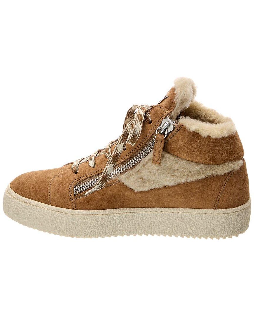 Giuseppe Zanotti Brown May London Suede & Shearling Sneaker