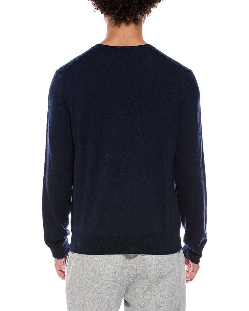 Bruno Magli Blue Merino Wool-Blend Crewneck Sweater for men