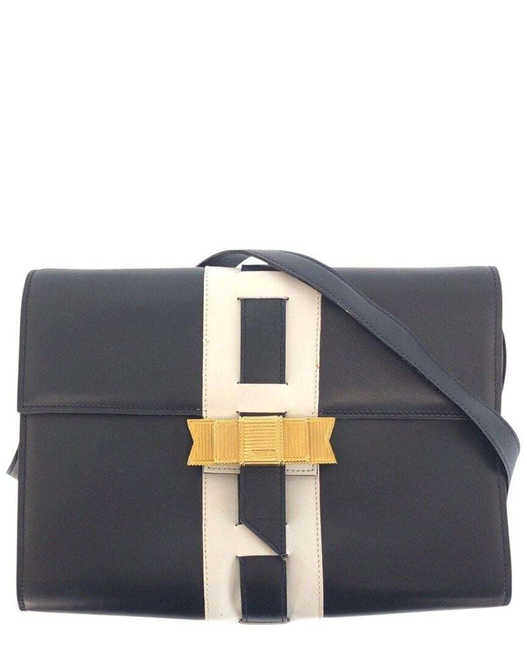 Céline Blue Calfskin Logo Ribbon Shoulder Bag (authentic Pre-loved)