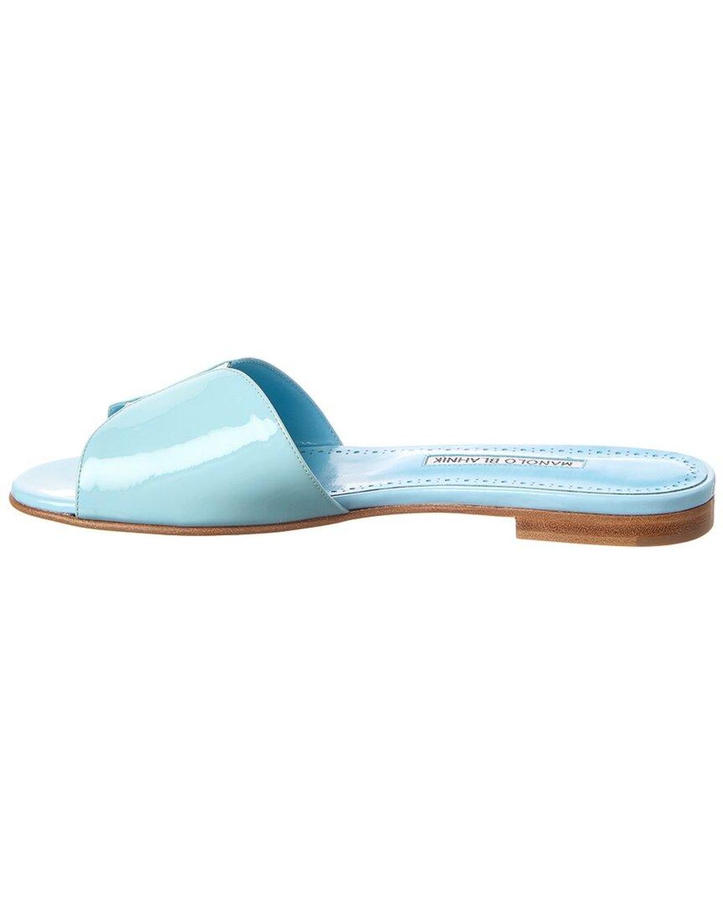 Manolo Blahnik Blue Houramu Patent Sandal