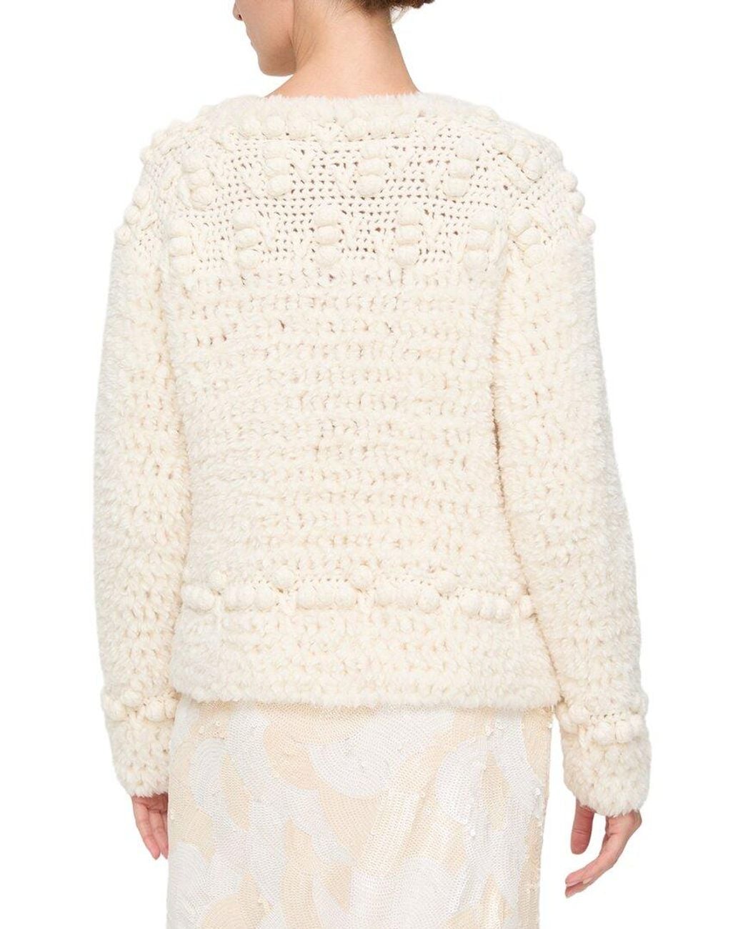 Lafayette 148 New York White Crochet Trimmed Hand Knit Alpaca & Wool-blend Sweater