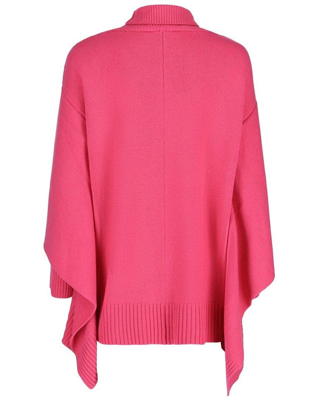 Valentino Pink Draped Cape Turtleneck Sweater