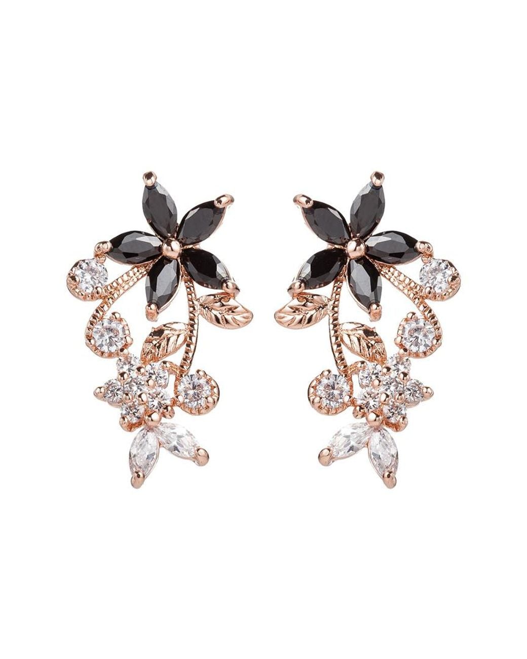 Eye Candy LA White Lily Cz Leaf Earring