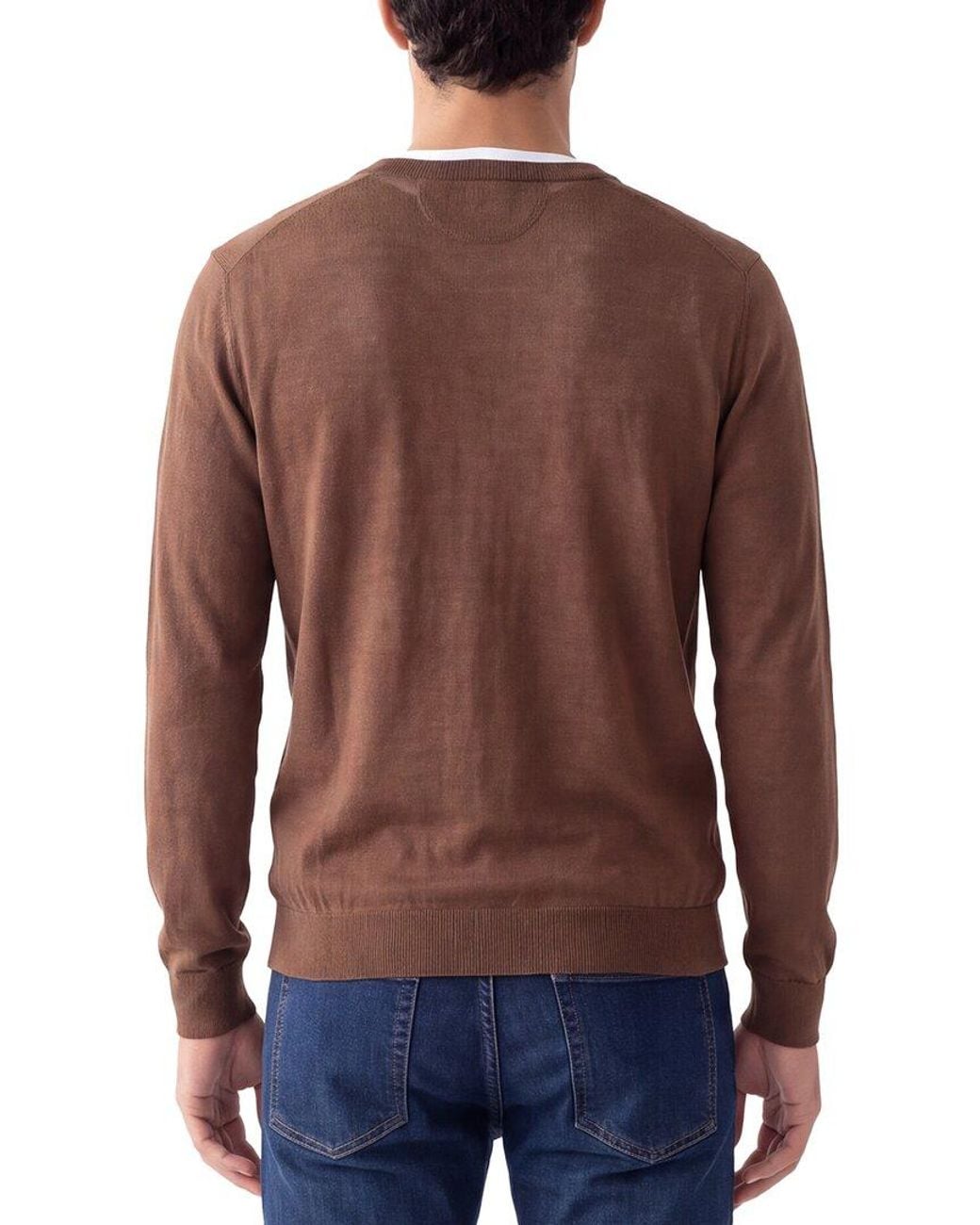 Raffi Brown Jersey Crewneck Sweater for men