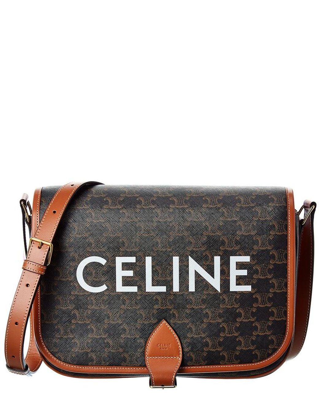 Celine Messenger Folco Canvas & Leather Shoulder Bag | Lyst