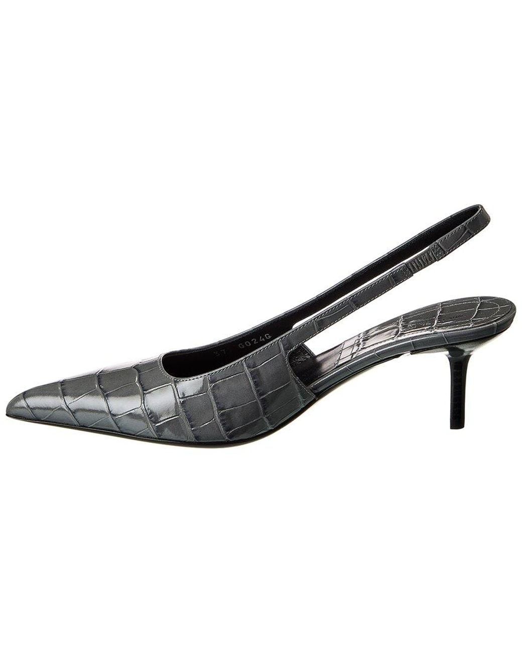 Michael Kors Black Emma Croc-Embossed Leather Slingback Pump