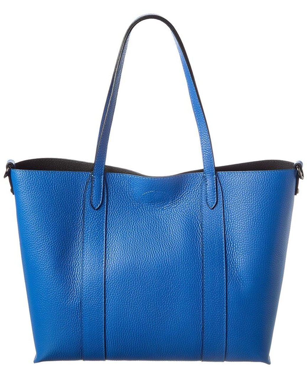Italian Leather Blue Top Handle Tote