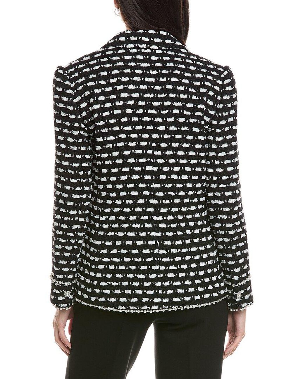 Tahari Black Pearl Trim Wool-Blend Blazer