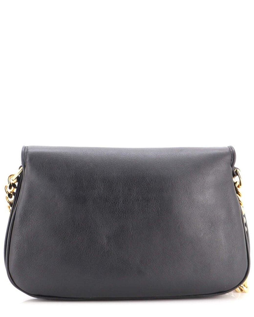 Gucci Gray Leather Blondie Nm Chain Flap Bag Small (Authentic Pre-Loved)