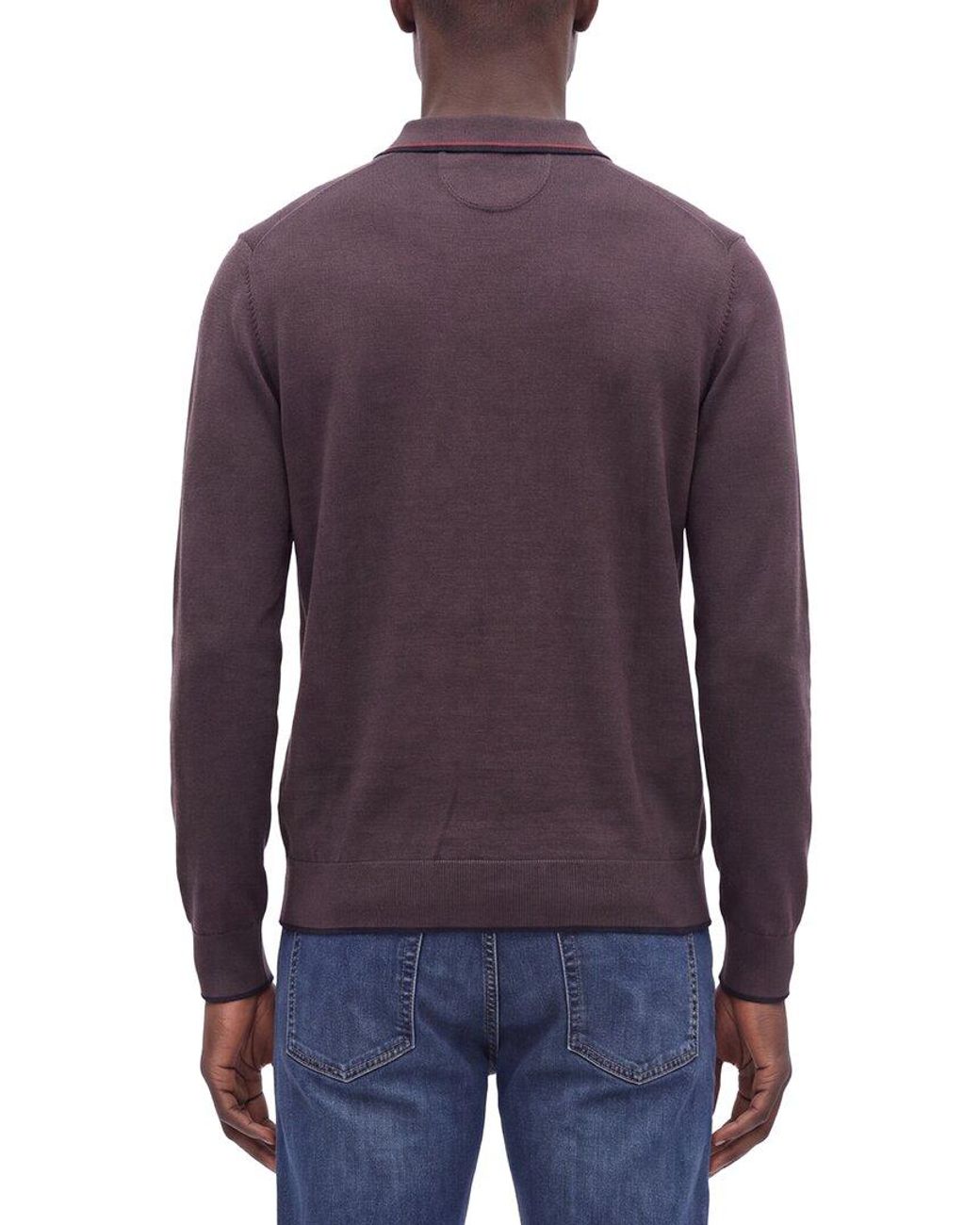 Raffi Purple Jacquard Polo Sweater for men
