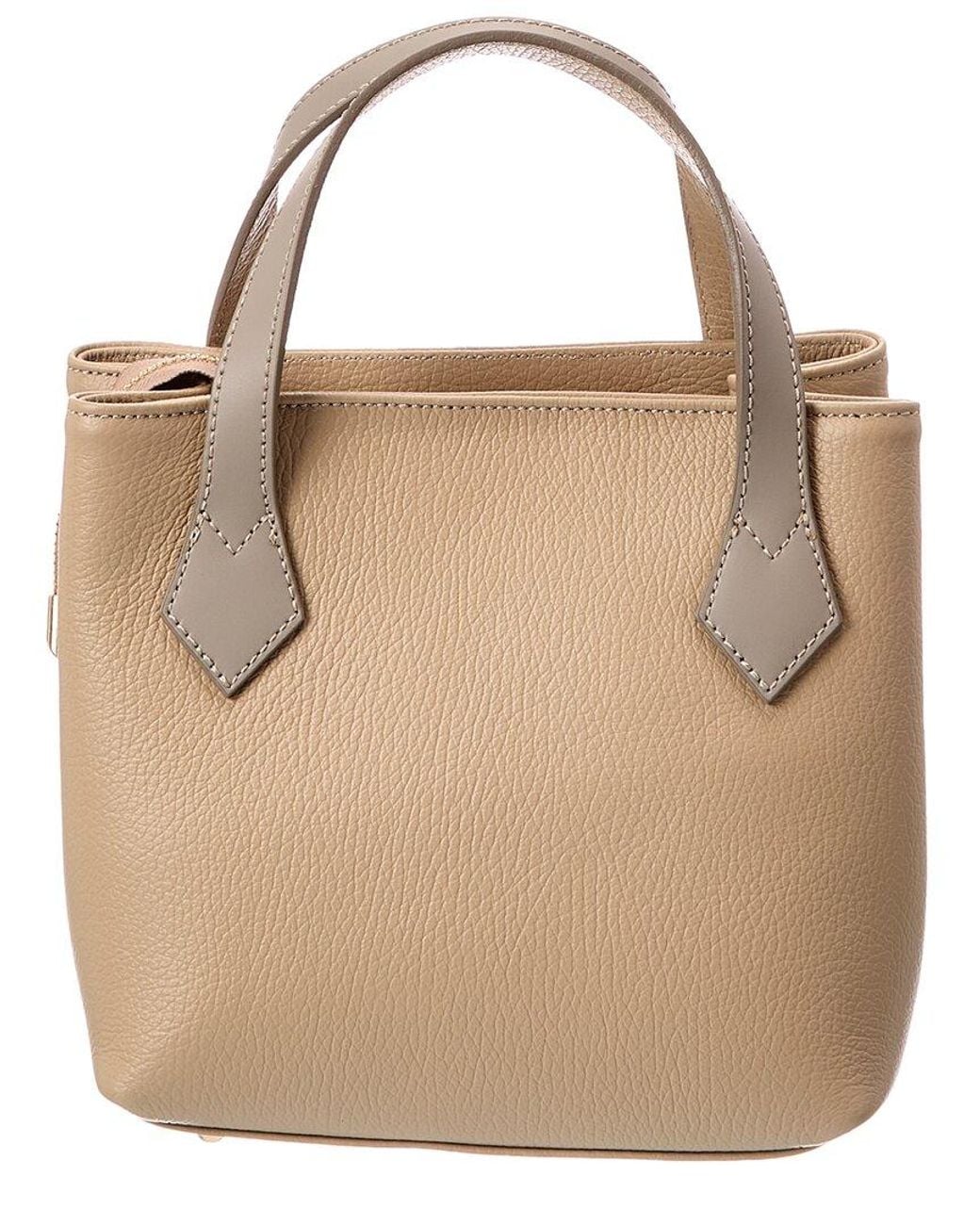 Italian Leather Natural Top Handle Tote