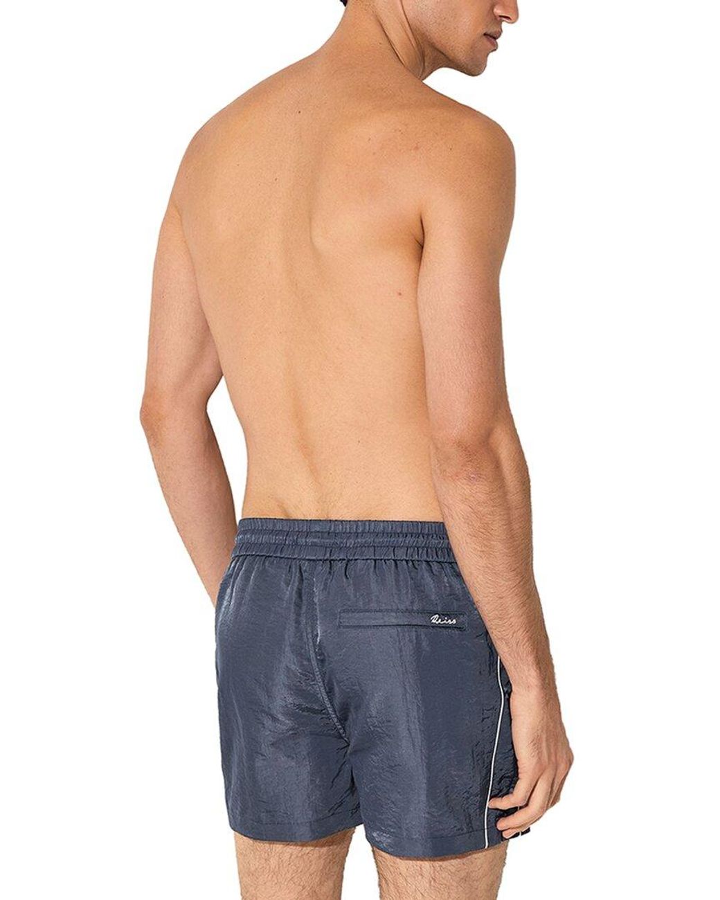 Reiss Blue Breeze Piped Detail Drawstring Swim Trunk for men