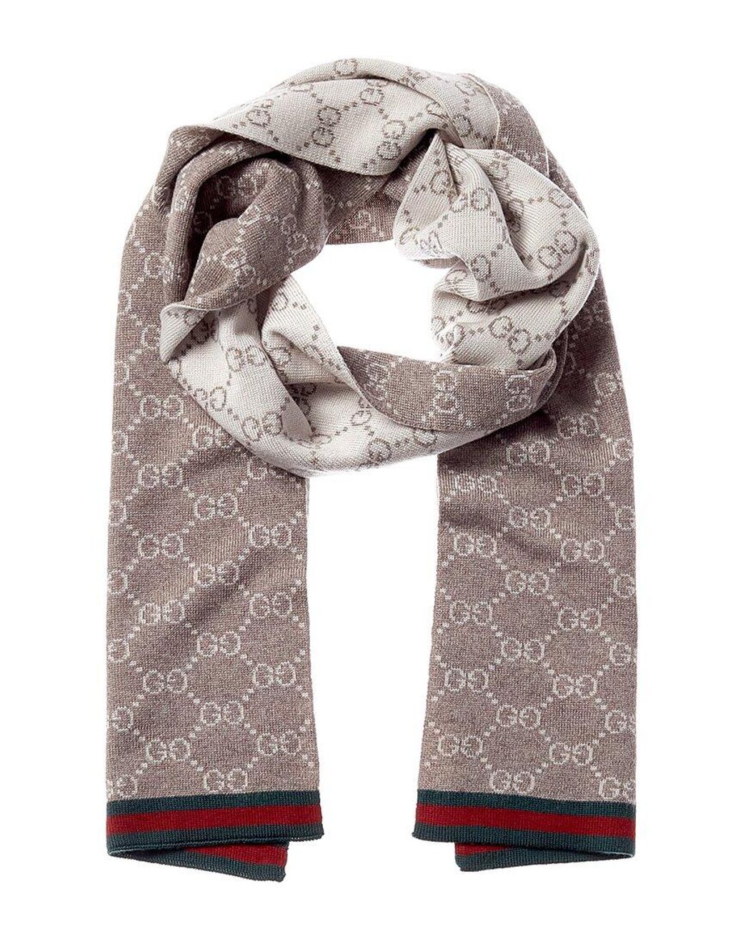 Gucci GG Logo Wool Scarf in Gray | Lyst