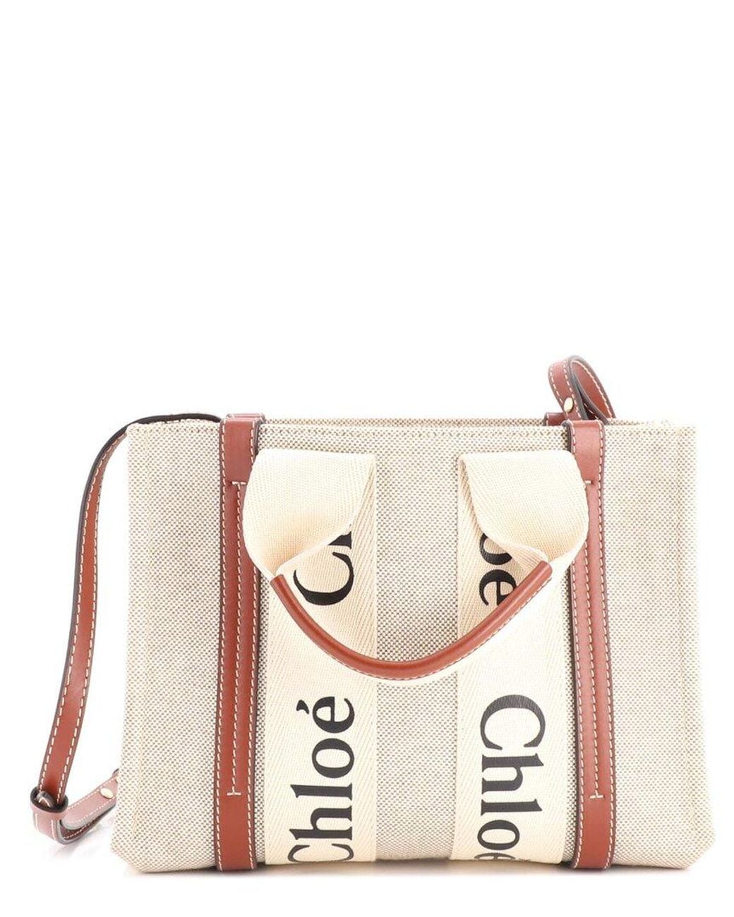 Chloé Pink Canvas & Leather Woody Convertible Tote Small (Authentic Pre- Loved)