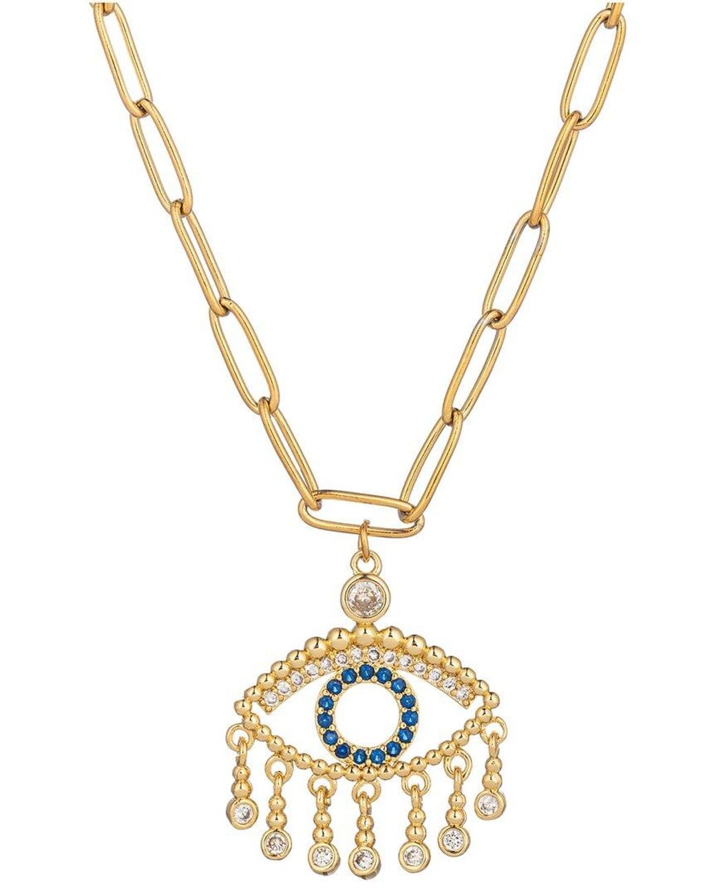 Eye Candy LA Metallic The Luxe Collection Titanium Gypsy Eye Pendant Paperclip Necklace