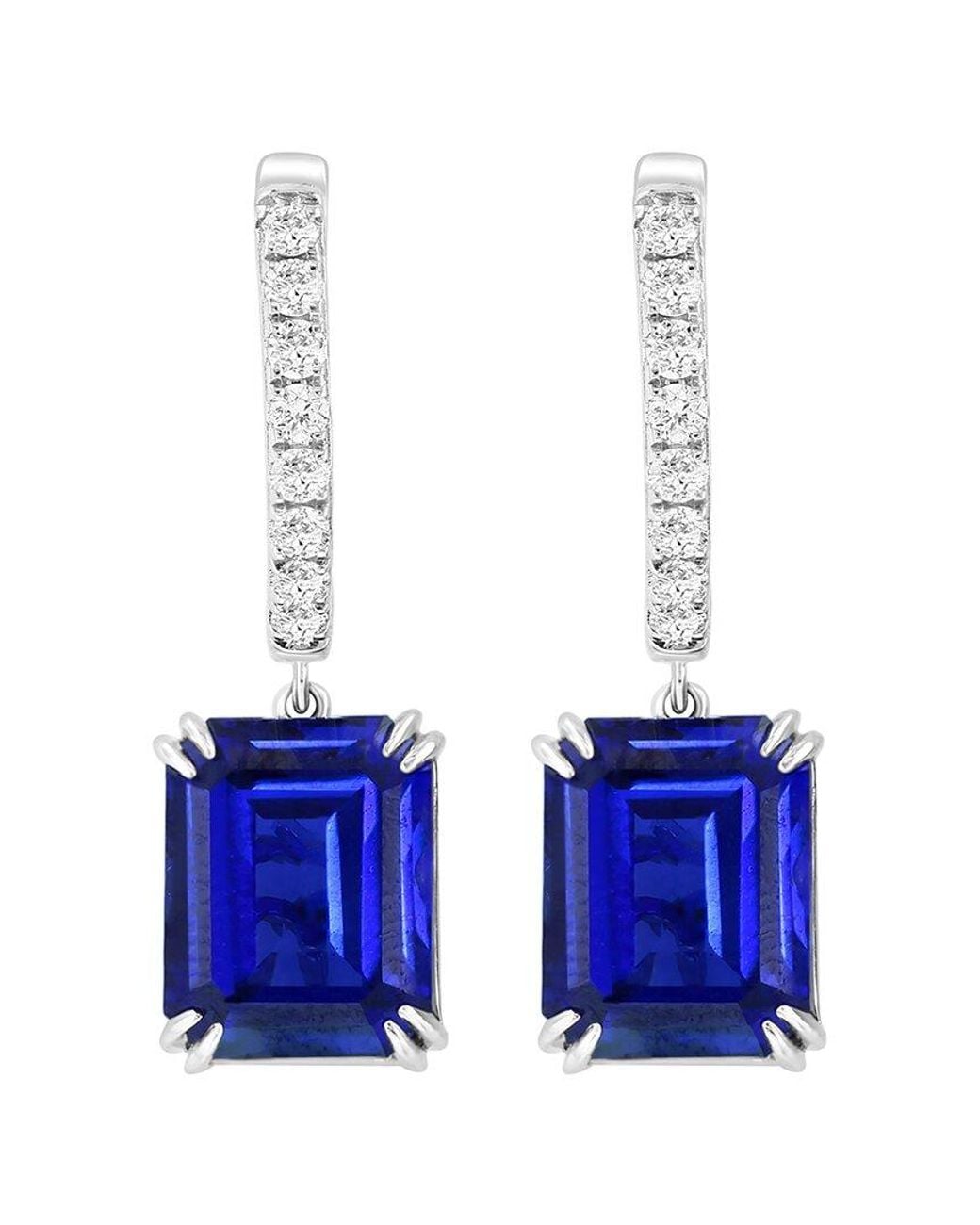 Effy Fine Jewelry White 14K 9.67 Ct. Tw. Lab-Grown Diamond & Lab-Grown Sapphire Earrings
