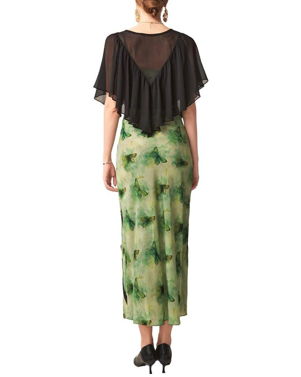 BURRYCO Green Short Sleeve Midi Dress