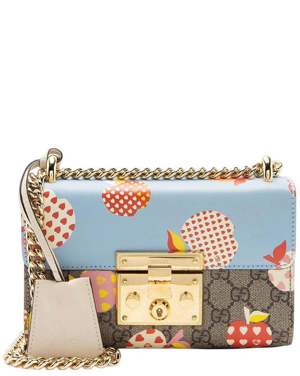 Gucci Blue GG Supreme Les Pommes Padlock Small Shoulder Bag (authentic Pre-loved)