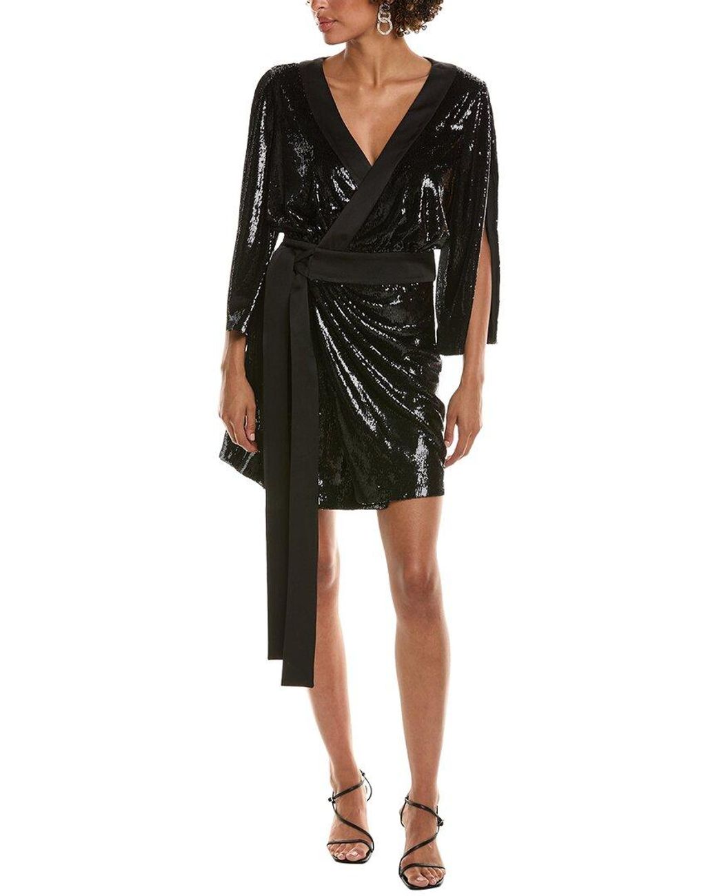 Halston Heritage Black Saga Cocktail Dress