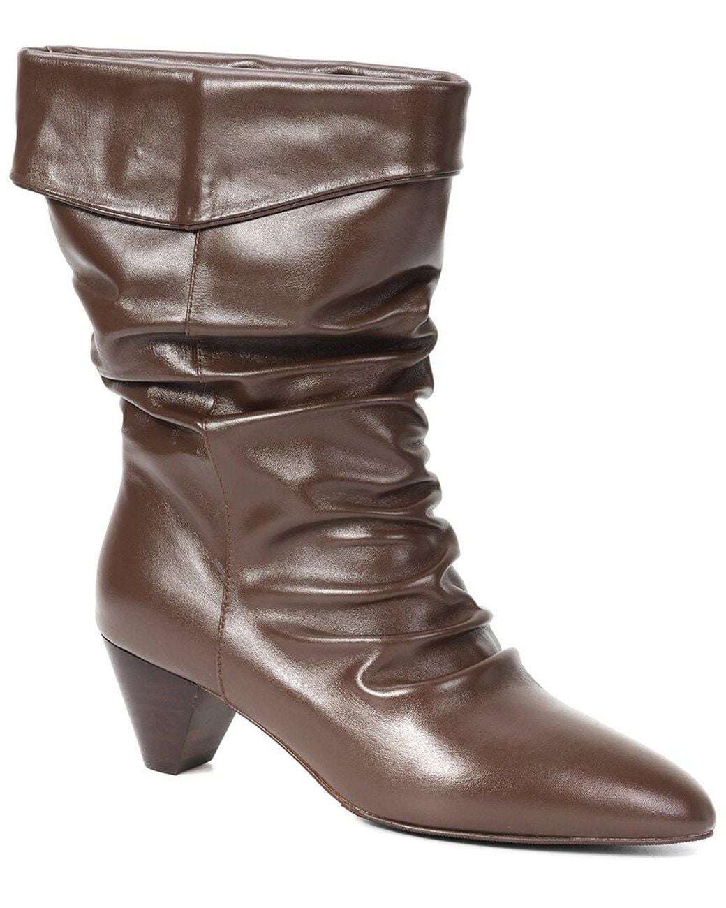 Tiffany & Fred Paris Brown Slouch Cuff Leather Boot