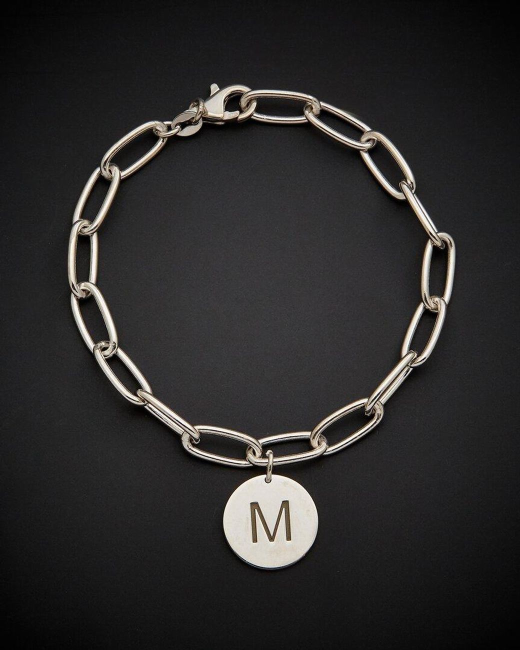 Italian Gold Over Silver Black 18K Initial Bracelet