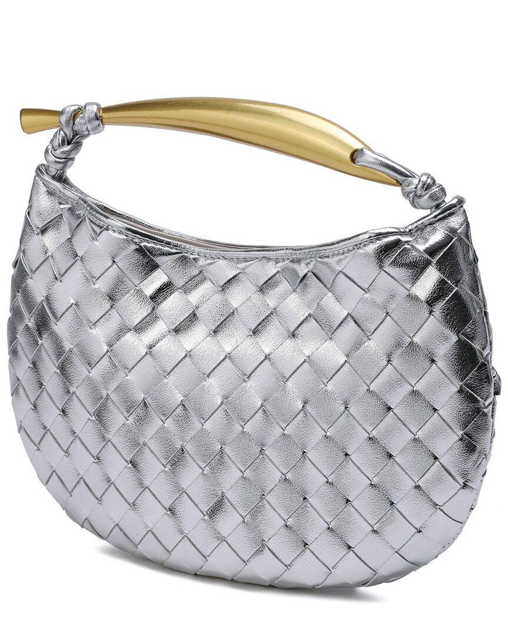 Tiffany & Fred Paris Metallic Woven Leather Top Handle Clutch