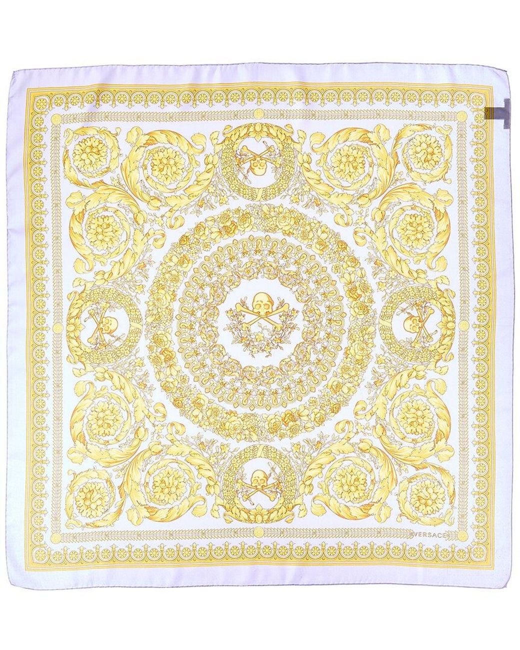 Versace Metallic Barocco Print Silk Scarf