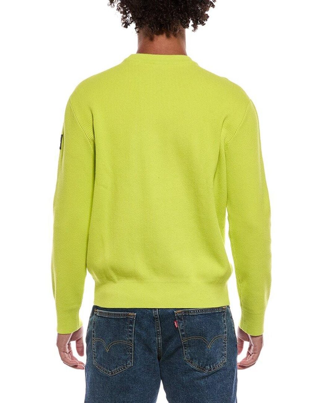 DIESEL Yellow Ribbed Crewneck Sweater for men