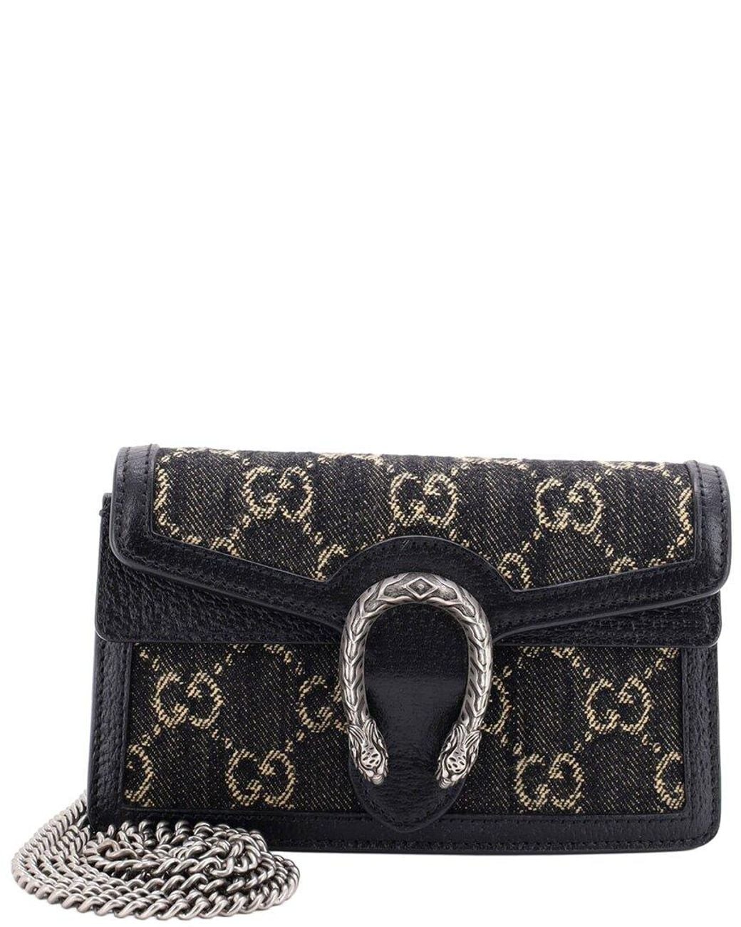 Gucci Black Gg Denim Dionysus Bag Gg Denim Super Mini (Authentic Pre-Loved)