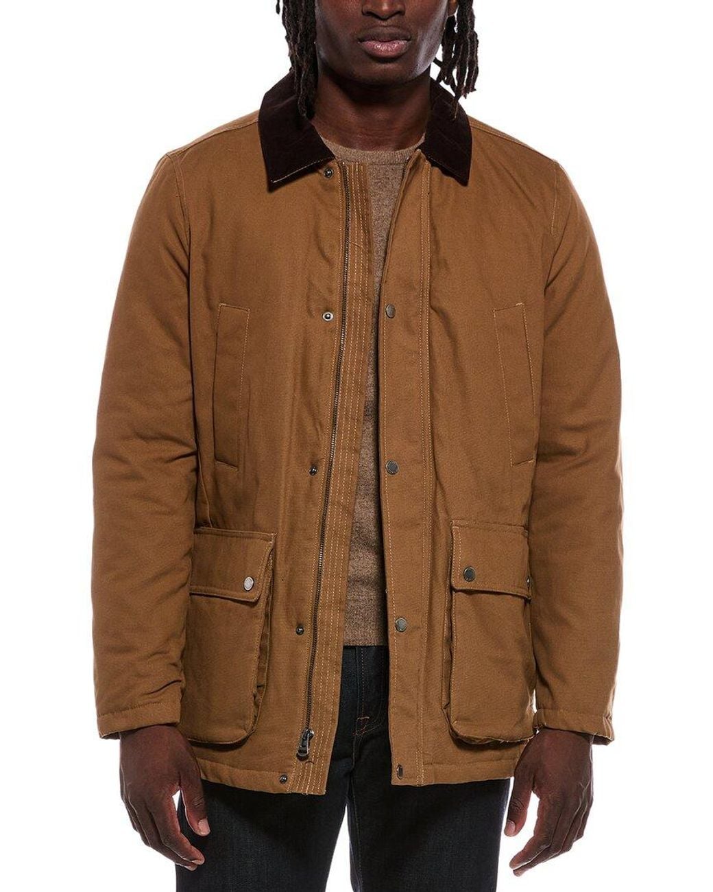 Cole Haan Brown Coated Rain Jacket for men
