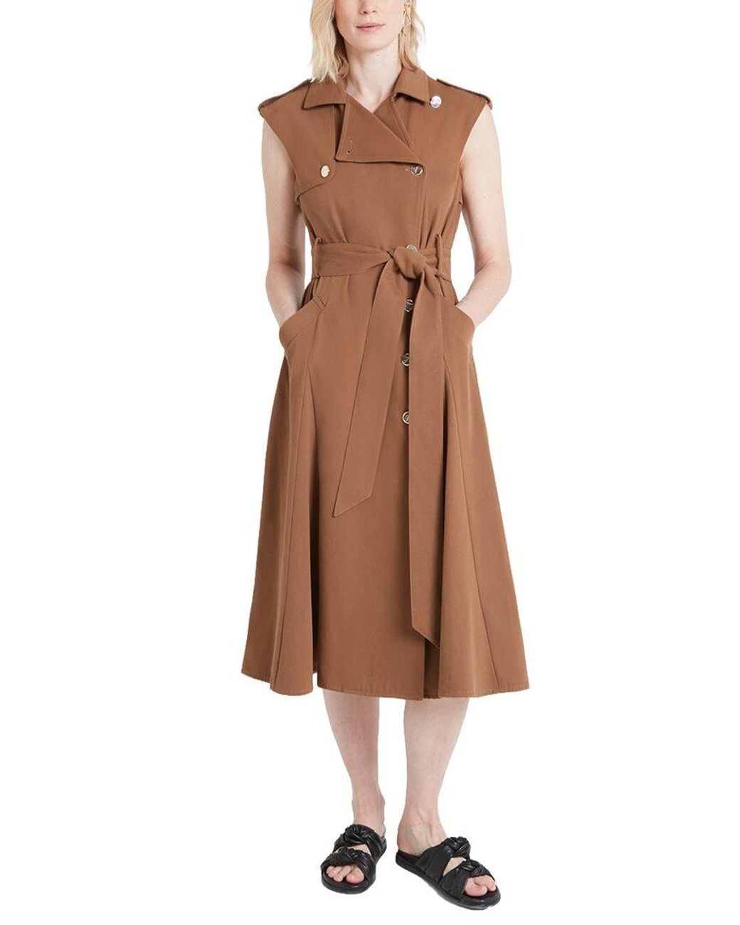 Temperley London Brown Javier Wool-Blend Sleeveless Trench Coat
