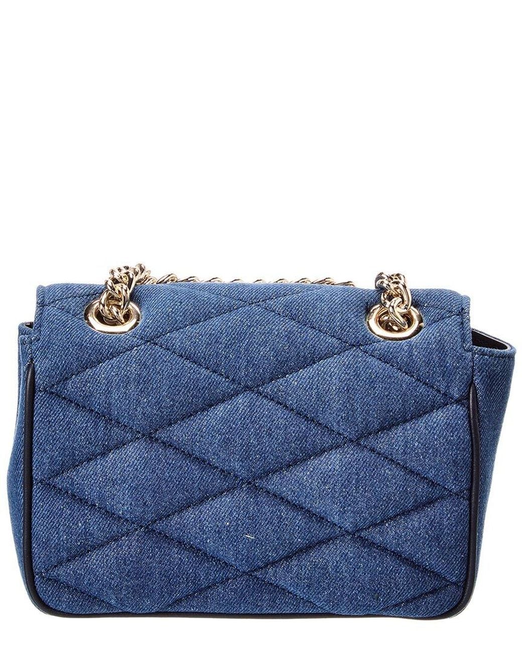 Jimmy Choo Blue Farone Denim Shoulder Bag