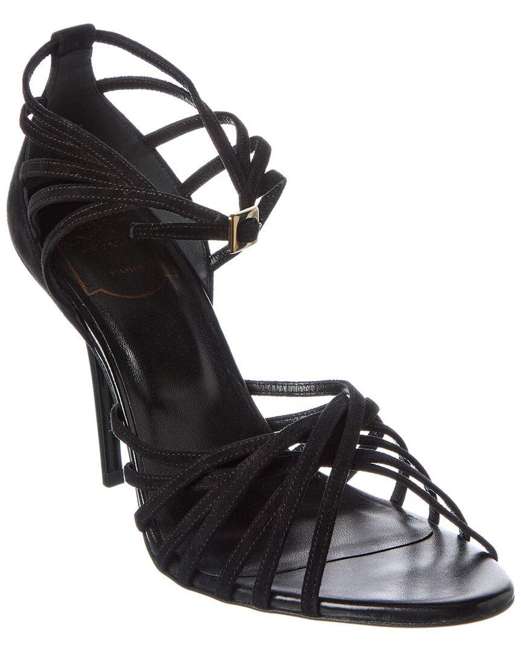 Roger Vivier Black Cage Suede Sandal