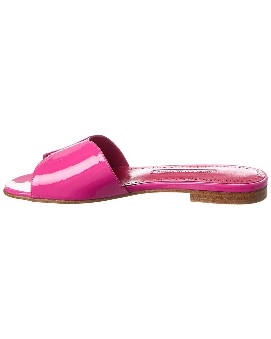 Manolo Blahnik Pink Houramu Patent Sandal