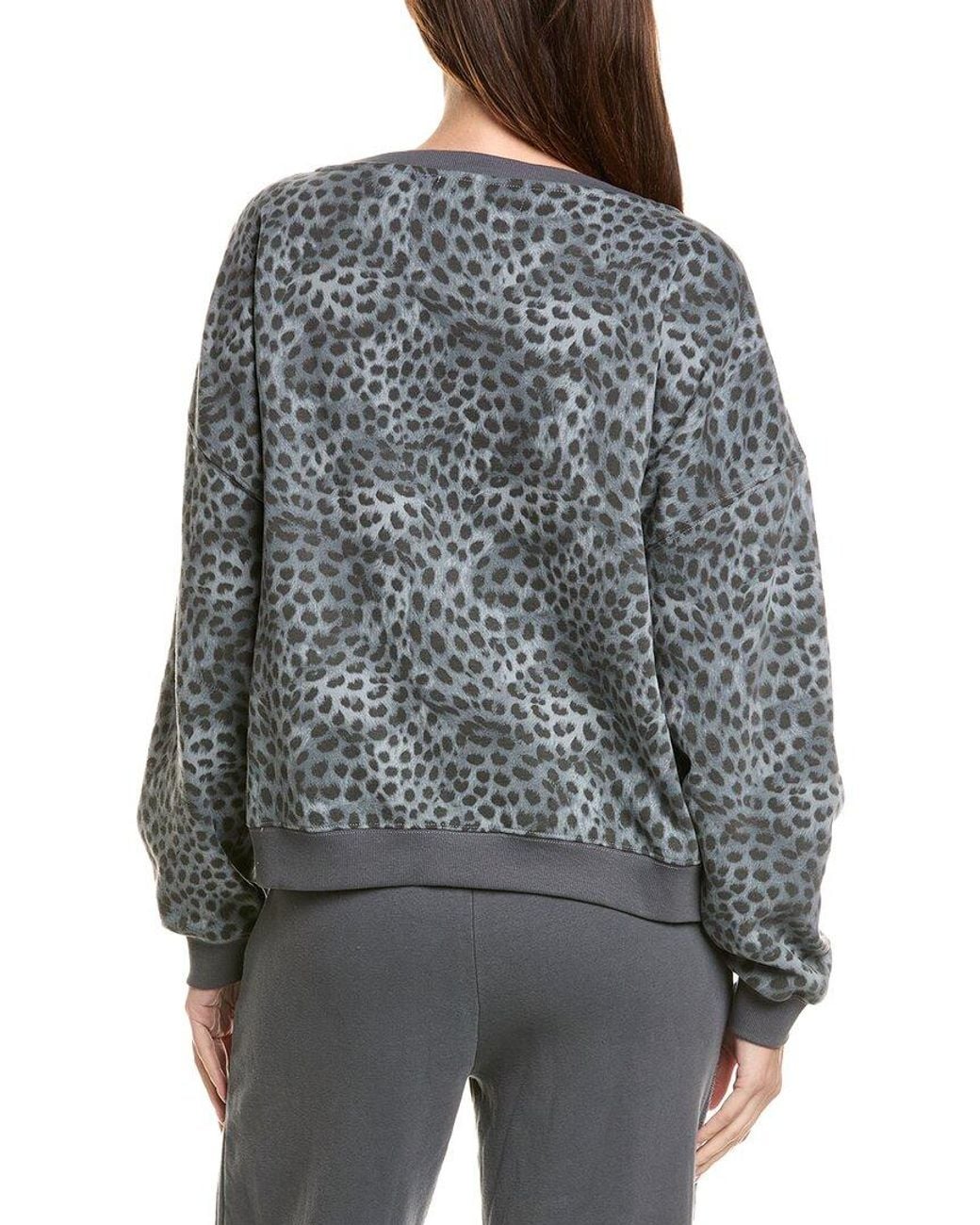 Vintage Havana Gray Printed Fleece Off Shoulder Top