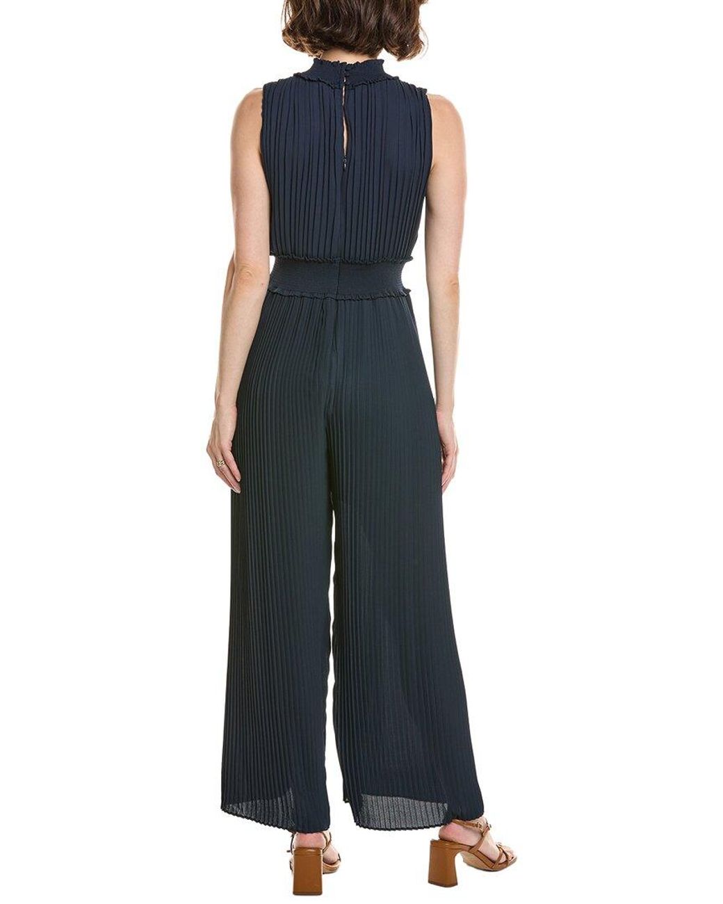 Nanette Lepore Blue Pleated Jumpsuit