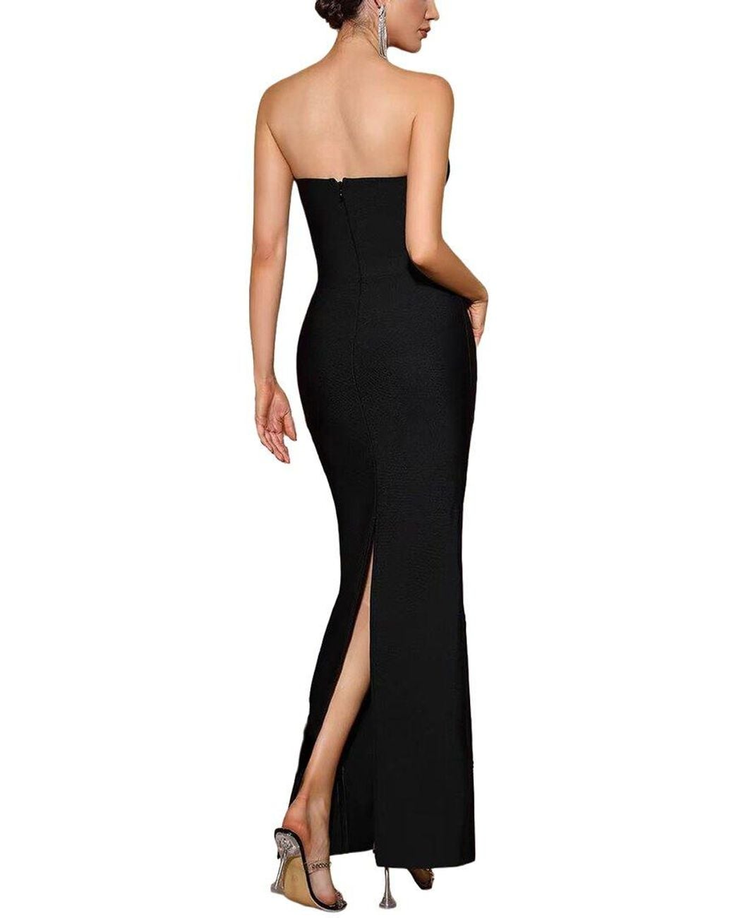 Dilireba Black Sleeveless Embellished Maxi Dress