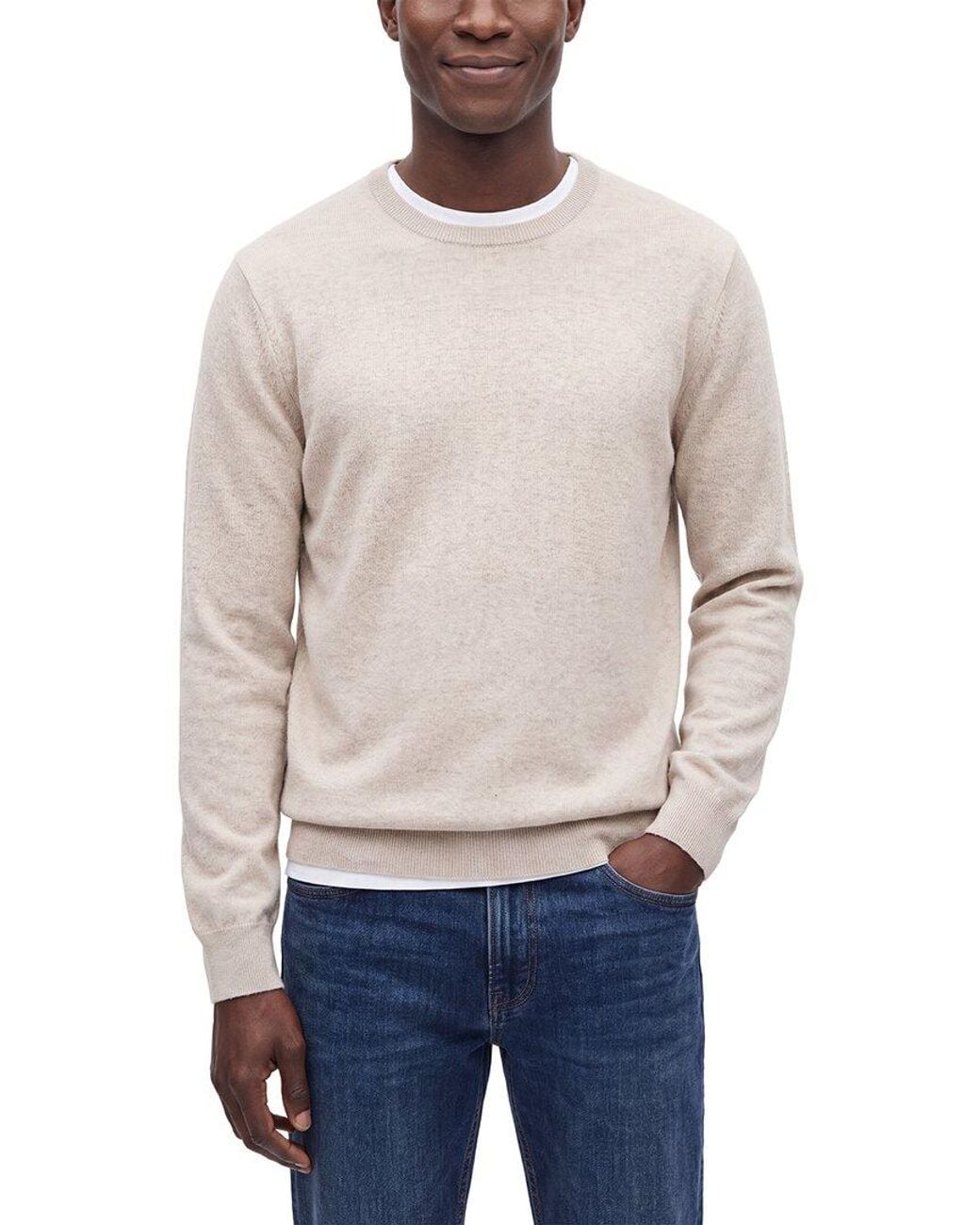 N.Peal Cashmere Blue Oxford Cashmere Round Neck Sweater for men