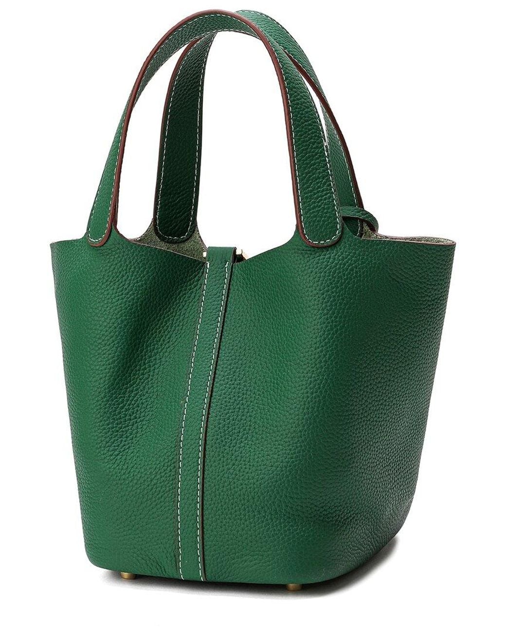 Tiffany & Fred Paris Green Leather Top Handle Satchel