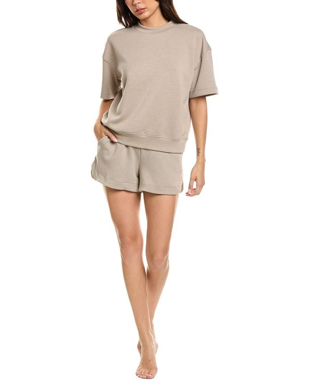Marion Natural 2Pc Banded T-Shirt & Short Set