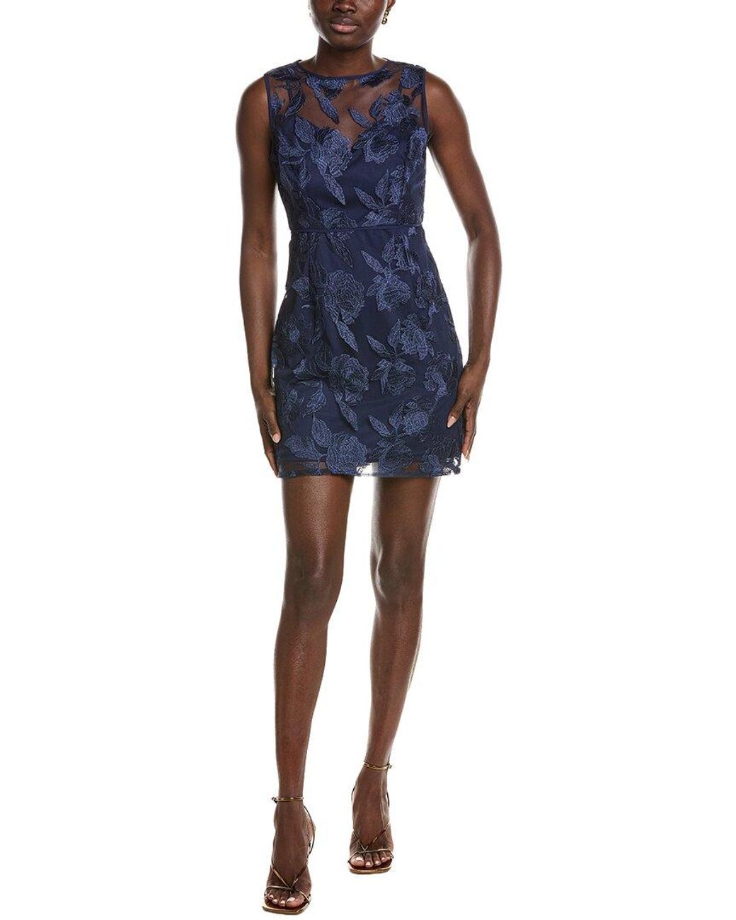 Sam Edelman Blue Leafy Rose Outlined Mini Dress