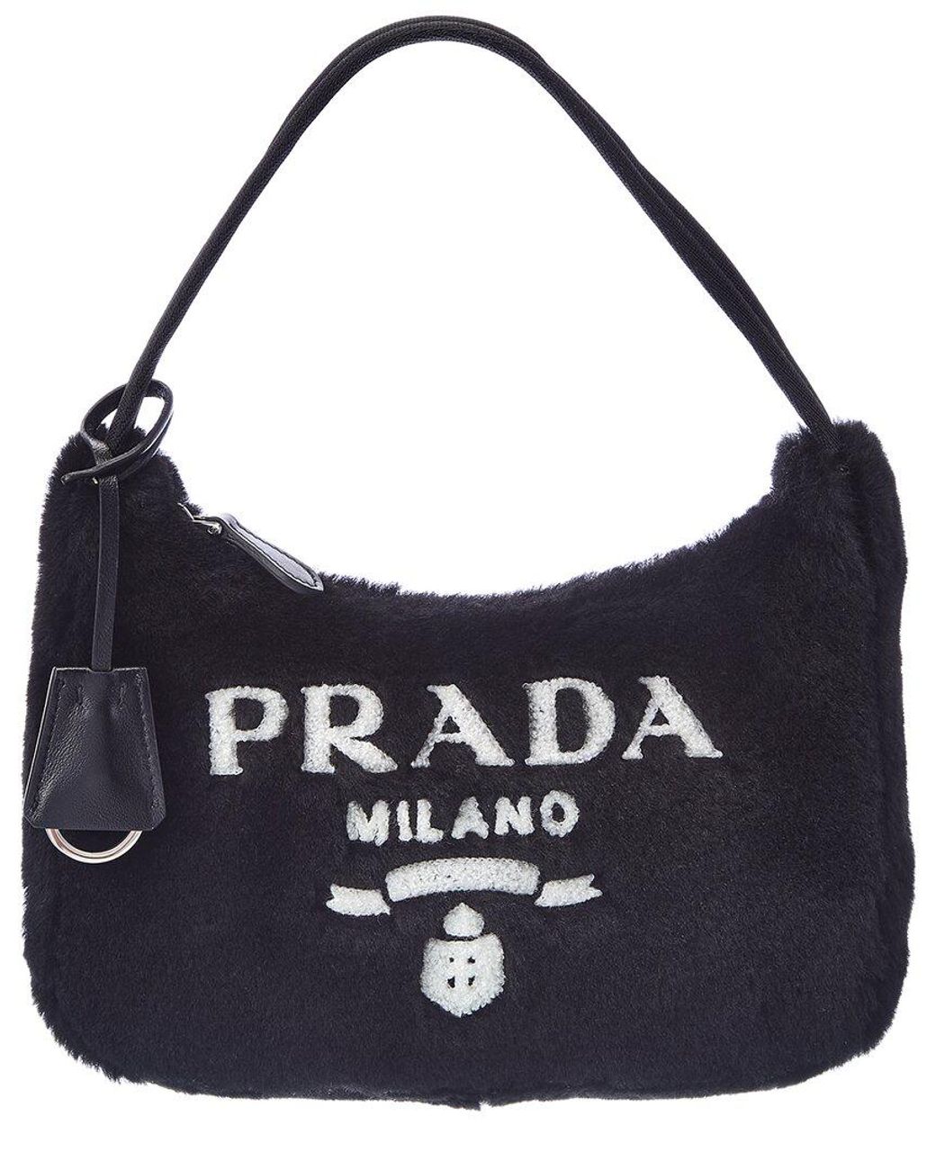 Womens Shearling Mini Bag Pink, Prada Shoulder Bags