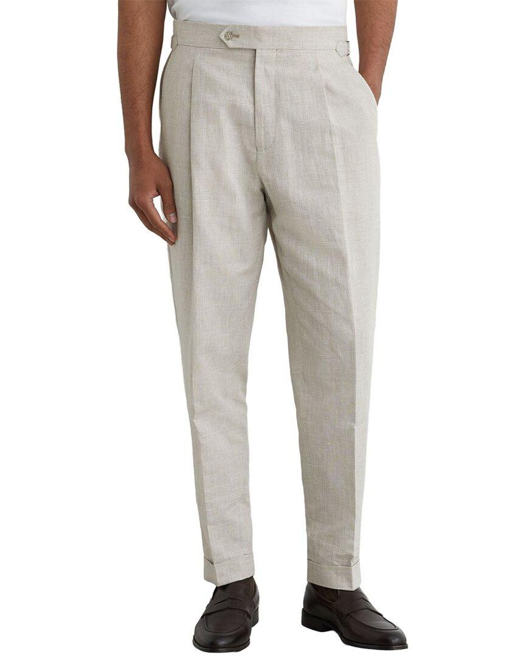 Reiss Multicolor Finch Side Adjuster Prince Linen-Blend Trouser for men